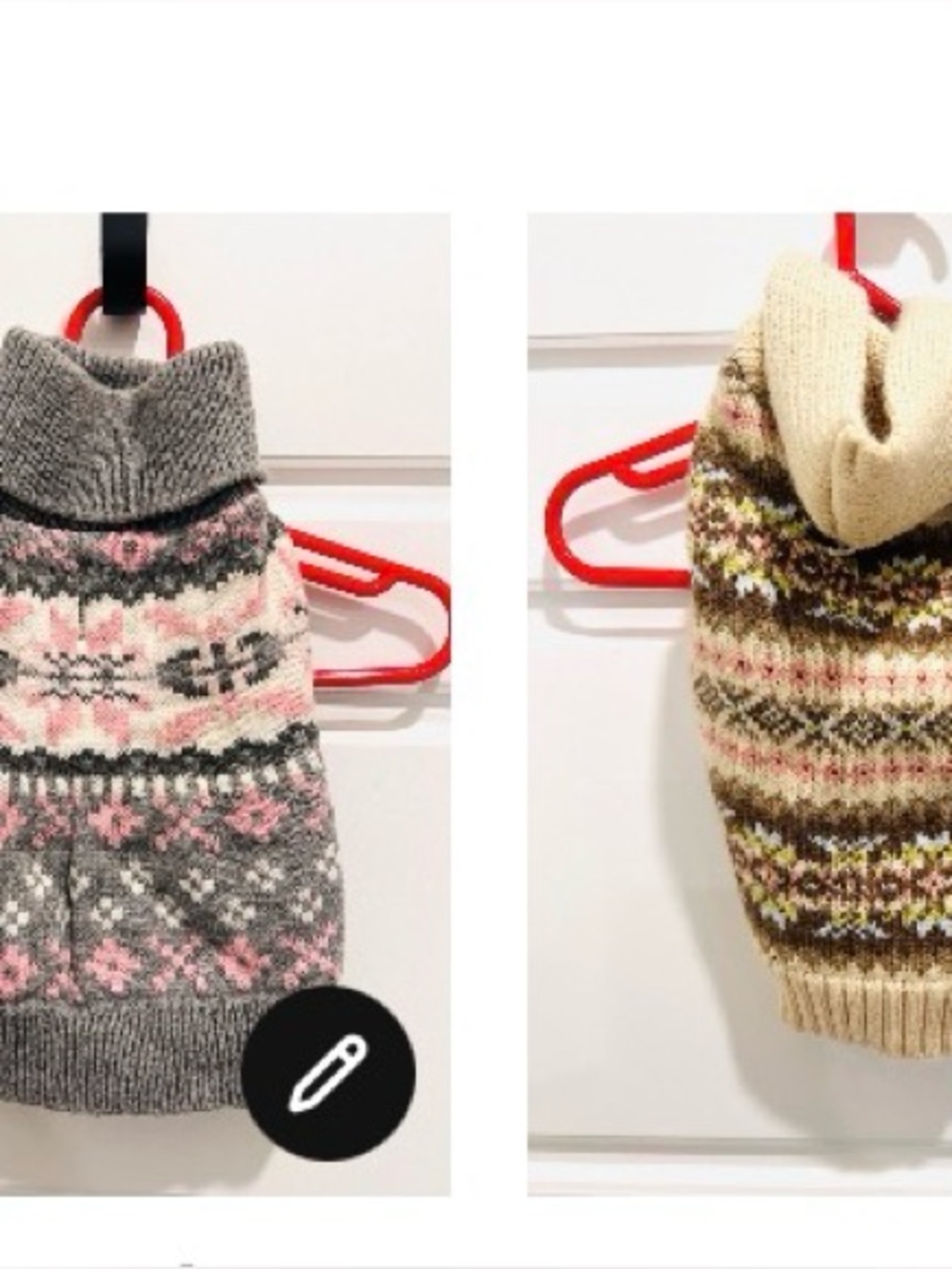 TWO for ONE — cute knit doggie sweaters for one price!